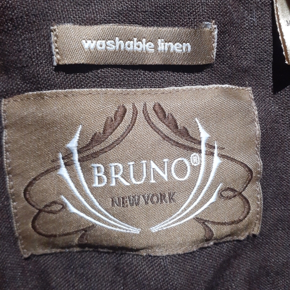 Bruno New York Men's 100% Linen Short Sleeve Button-down Shirt Brown Size Large - Picture 4 of 5